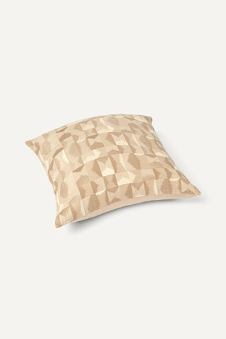 Embroidered Cushion Cover in Chai Latte & Off White