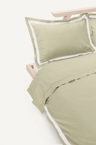 Jacquard Organic Cotton Duvet Cover - Sage