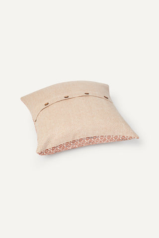 back button detail of jacquard cushion cover in terracotta
