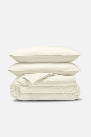 Sateen Organic Cotton Duvet Set - Iridescent Ivory