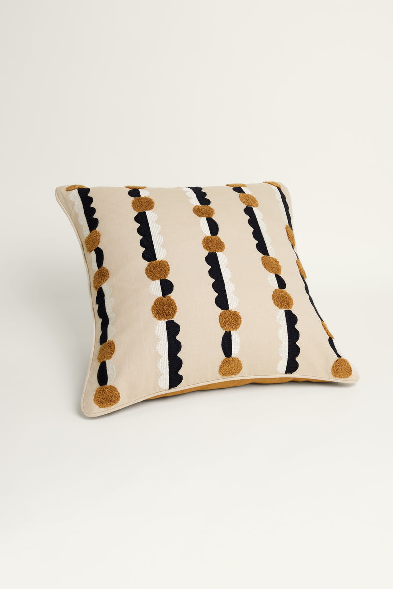 Marigold Cushion Cover - Black + Mustard