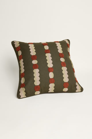 Marigold Cushion Cover - Green + Terracotta