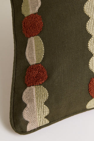 Marigold Cushion Cover - Green + Terracotta