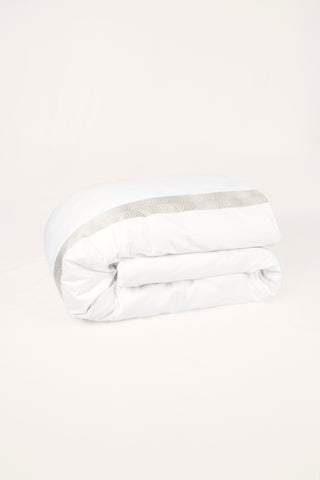 Simar Embroidered Duvet Cover - Classic White & Silver