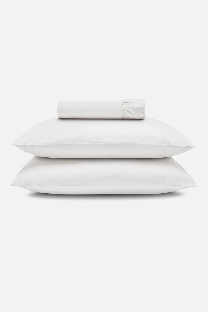 Sateen Organic Cotton Fitted Sheet Set - Midwinter White