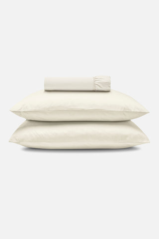 Percale Organic Cotton Fitted Sheet Set - Iridescent Ivory