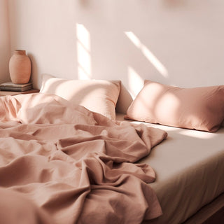 Sateen Organic Cotton Fitted Sheet Set - Midsummer Pink