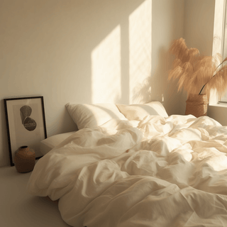 Percale Organic Cotton Duvet Set - Iridescent Ivory