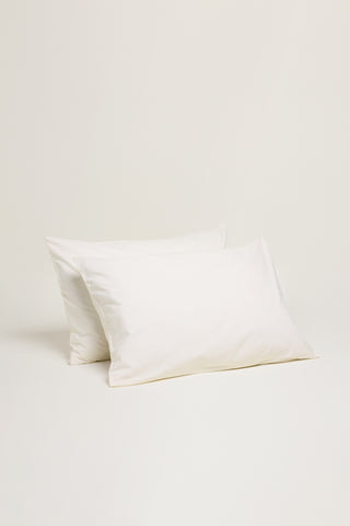 Percale Organic Cotton Pillowcases - Iridescent Ivory