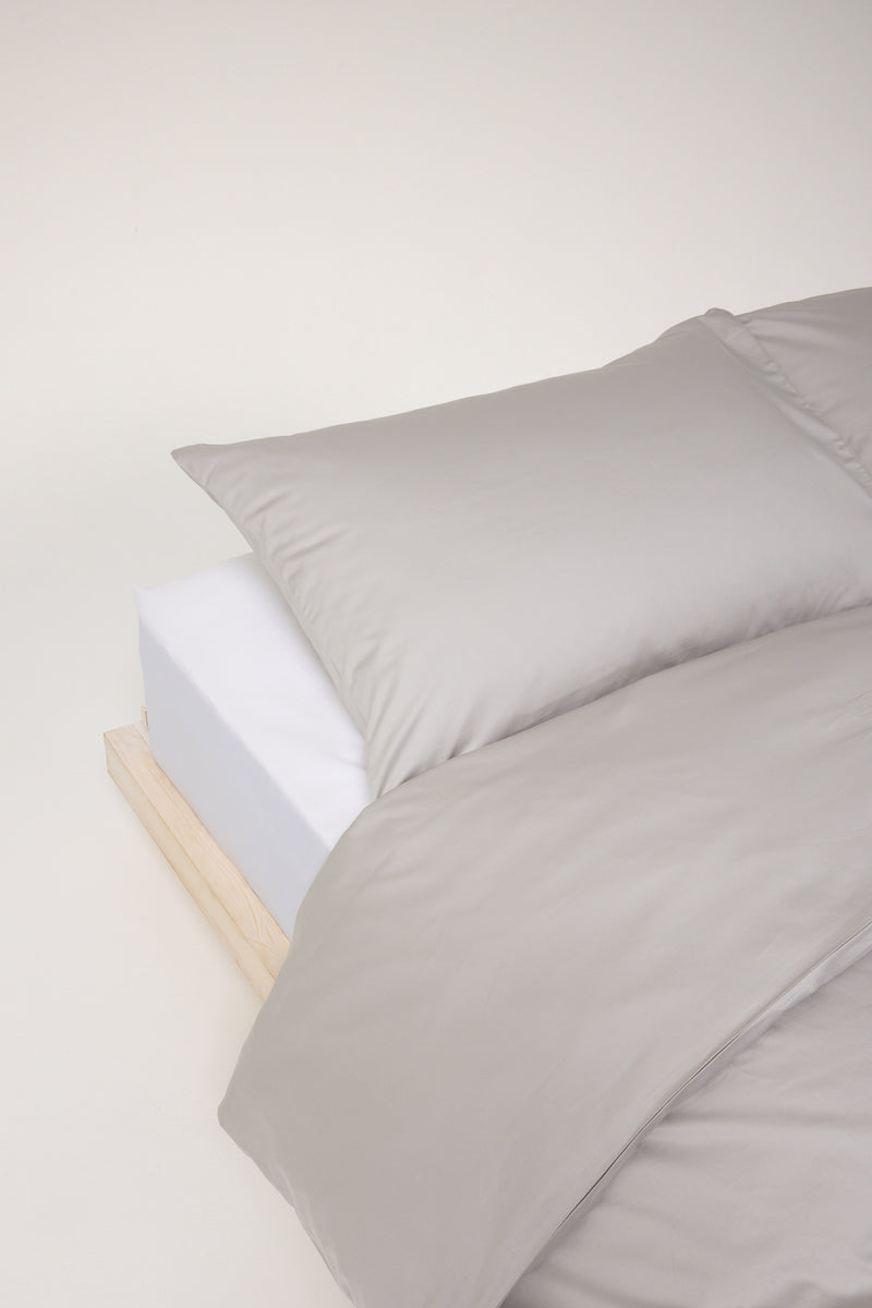 Sateen Organic Cotton Duvet Cover - Equinox Silver