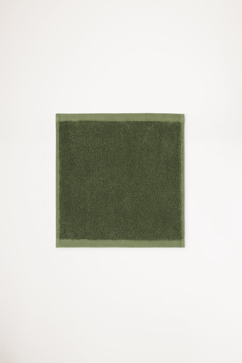 Organic Cotton Face Towel - Forest Green