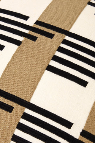 Embroidered Cushion Cover - Classic Black & Beige