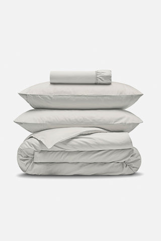 Sateen Organic Cotton Bedding Set - Equinox Silver