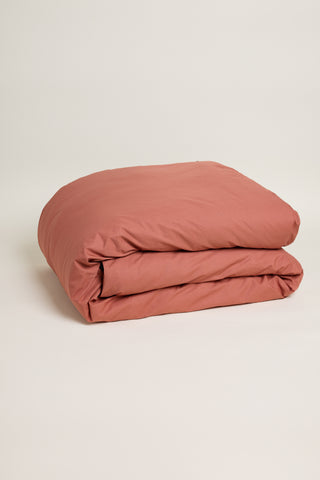 Percale Organic Cotton Duvet Cover - Bark Red