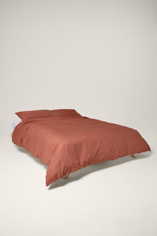 Percale Organic Cotton Duvet Cover - Bark Red