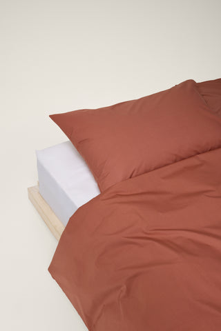 Percale Organic Cotton Duvet Cover - Bark Red
