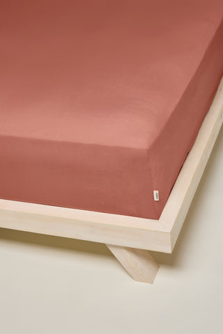 Percale Organic Cotton Fitted Sheet - Bark Red