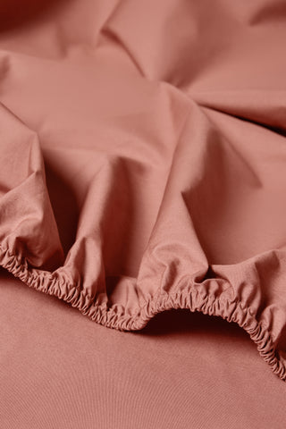 Percale Organic Cotton Fitted Sheet - Bark Red