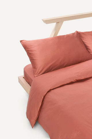 Sateen Organic Cotton Duvet Cover - Bark Red