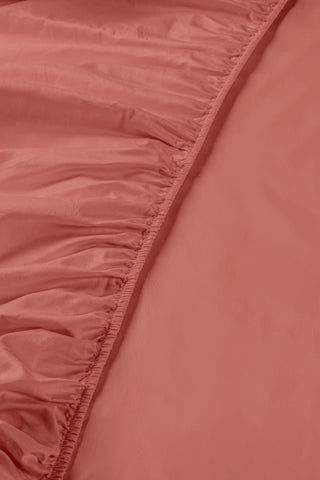 Sateen Organic Cotton Fitted Sheet - Bark Red