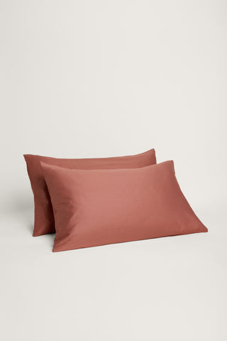 Sateen Organic Cotton Pillowcases - Bark Red
