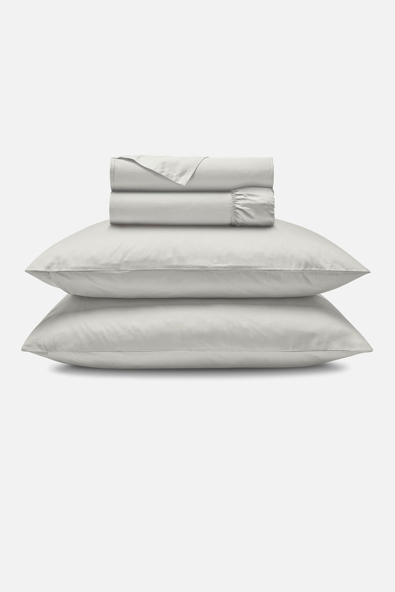 Sateen Organic Cotton Sheet Set - Equinox Silver