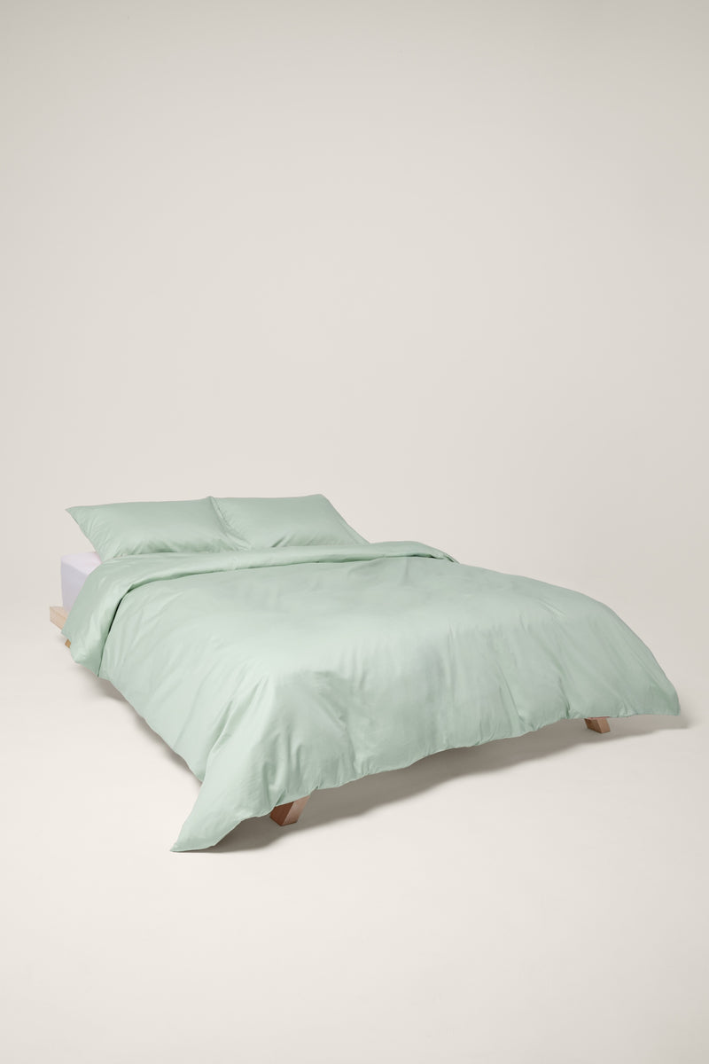 Sateen Organic Cotton Duvet Cover - Spring Blue