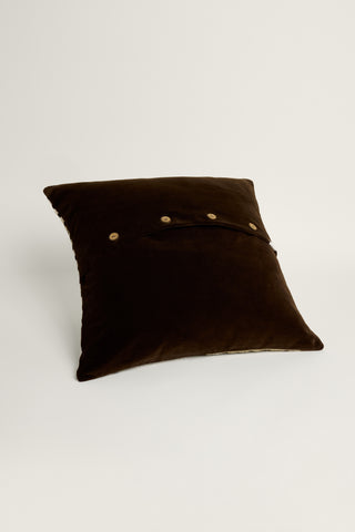 Striped Velvet Cushion Cover - Brown