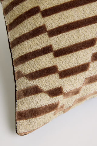 Striped Velvet Cushion Cover - Brown