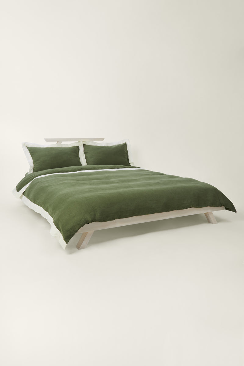 Linen Duvet Cover - Forest Green