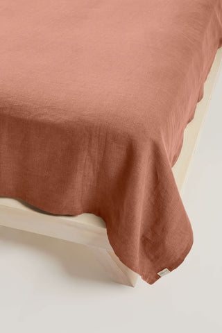 Linen Flat Sheet - Terracotta