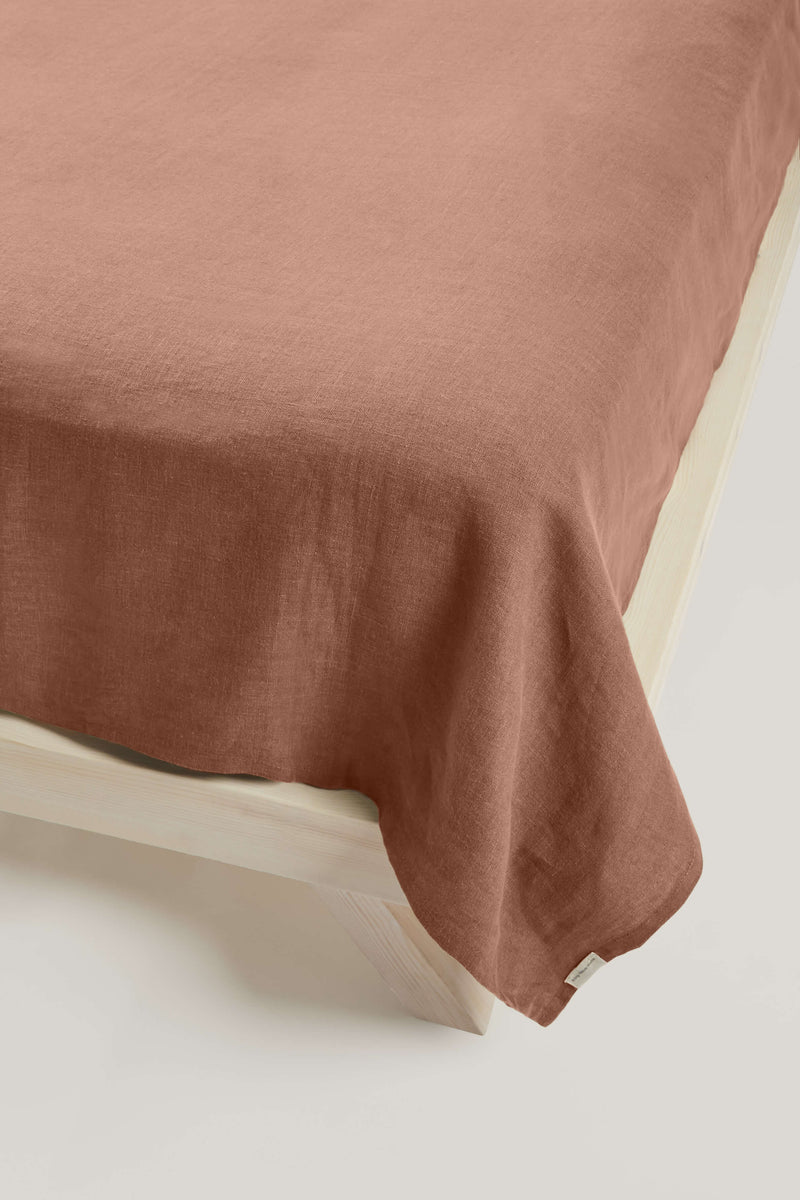 Linen Flat Sheet - Terracotta