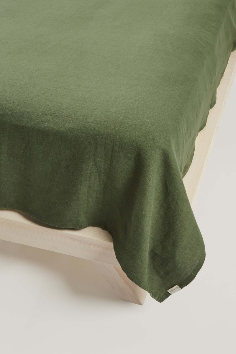 Linen Flat Sheet - Forest Green