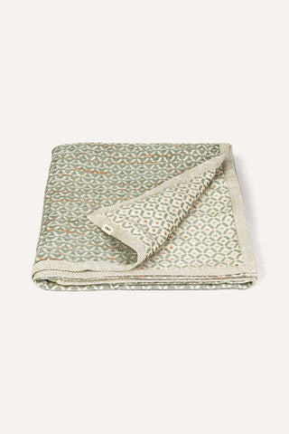 jacquard throw in leaf green