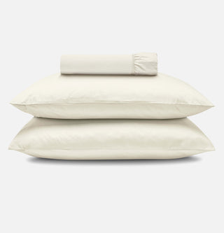 Percale Organic Cotton Fitted Sheet Set - Iridescent Ivory