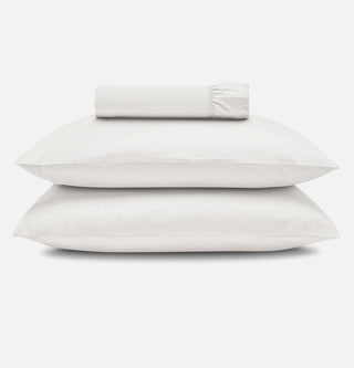 Percale Organic Cotton Fitted Sheet Set - Midwinter White