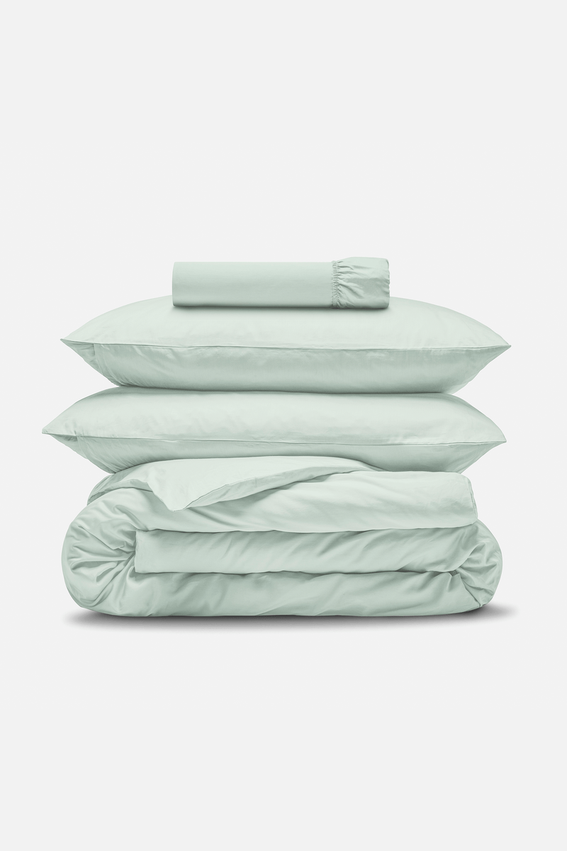 Sateen Organic Cotton Bedding Set - Spring Blue