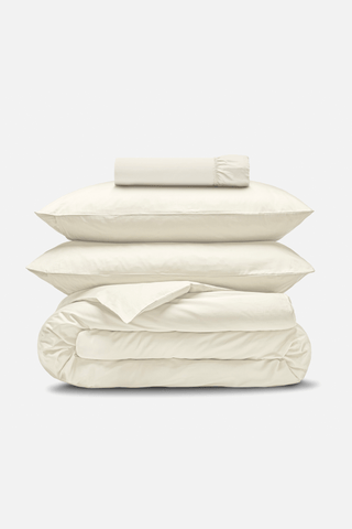 Percale Organic Cotton Bedding Set - Iridescent Ivory