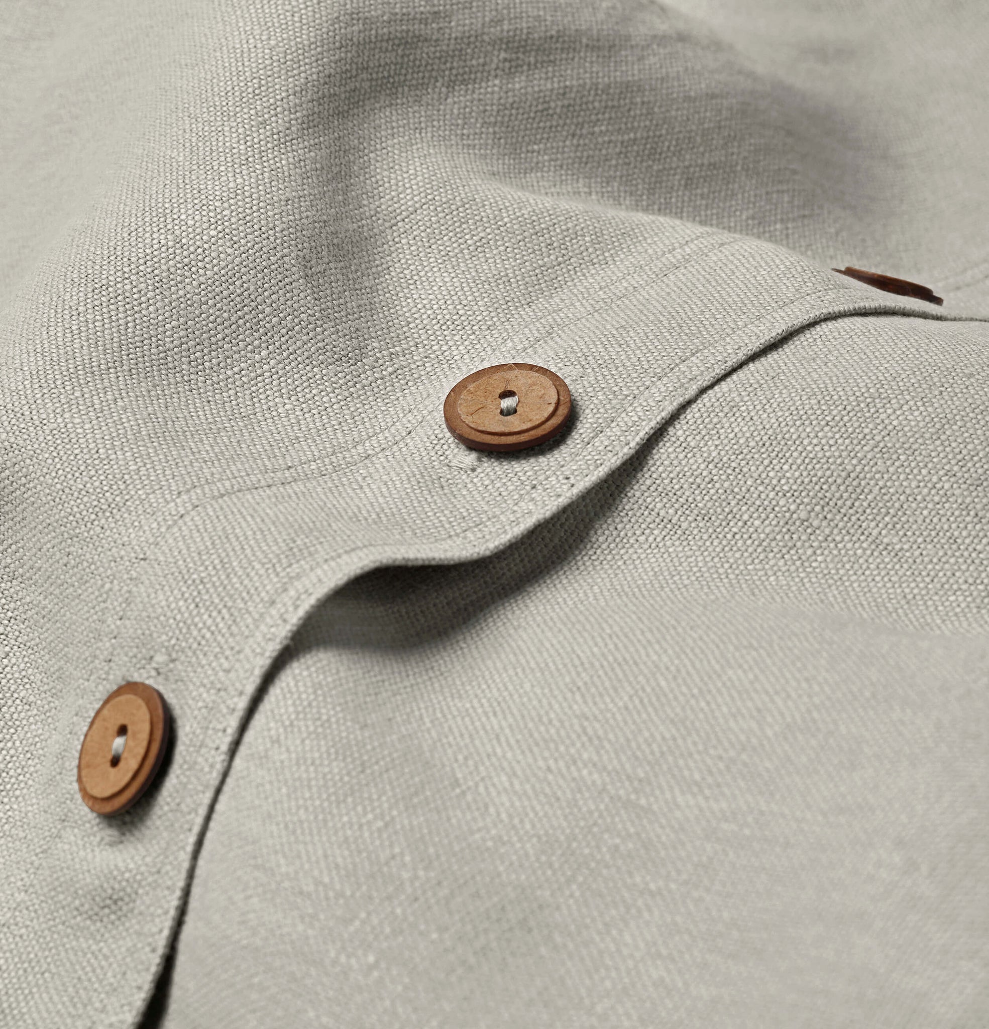 Button detail frost grey linen cushion