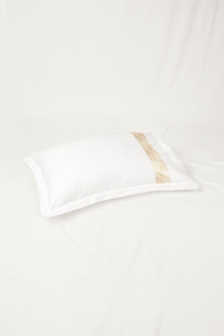 Simar Embroidered Pillowcases - Classic White & Gold