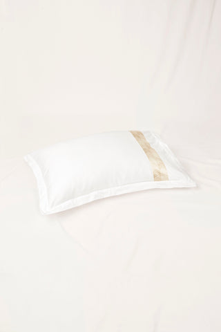 Simar Embroidered Pillowcases - Classic White & Gold