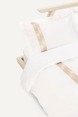 Simar Embroidered Duvet Cover - Classic White & Gold