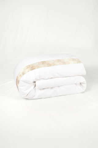 Simar Embroidered Duvet Cover - Classic White & Gold