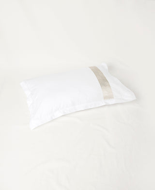 Simar Embroidered Pillowcases -  Classic White & Silver