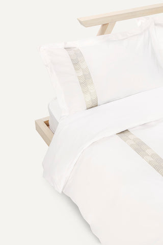 Simar Embroidered Duvet Cover - Classic White & Silver