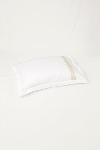 Raha Embroidered Pillowcases - Classic White & Gold