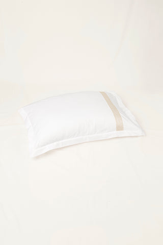 Raha Embroidered Pillowcases - Classic White & Gold