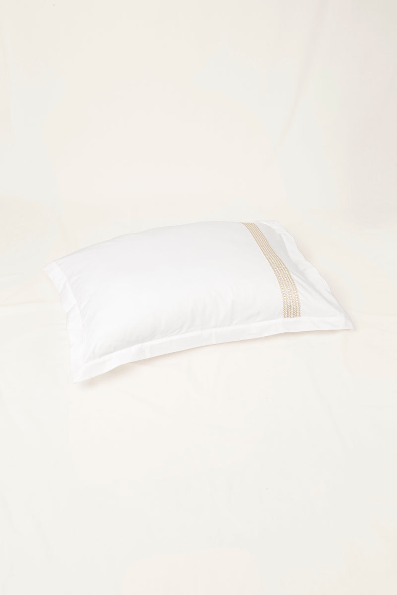 Raha Embroidered Pillowcases - Classic White & Gold