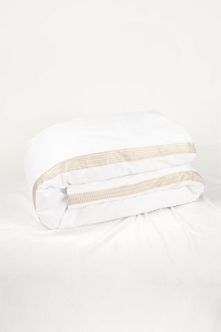 Raha Embroidered Duvet Cover - Classic White & Gold