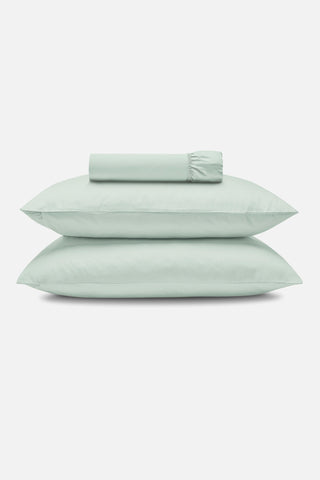 Sateen Organic Cotton Fitted Sheet Set - Spring Blue